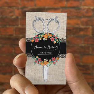 Hair Stylist Vintage Lace & Burlap Appointment Card