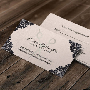 Hair Stylist Vintage Laced Blush Pink Appointment Card
