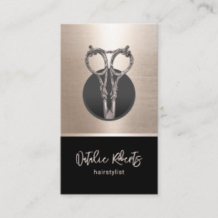 Hair Stylist Vintage Scissor Elegant Black & Gold Business Card