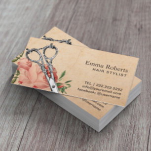 Hair Stylist Vintage Scissor Floral Appointment Card