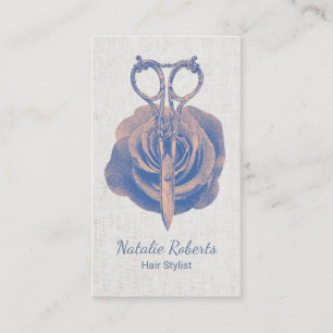 Hair Stylist Vintage Scissor & Flower Beauty Salon Business Card
