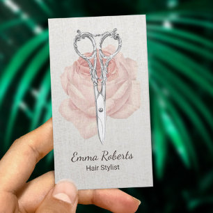 Hair Stylist Vintage Scissor & Flower Beauty Salon Business Card