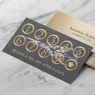 Hair Stylist Vintage Scissor Hair Salon Loyalty Card