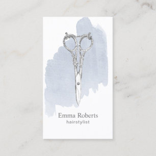 Hair Stylist Vintage Scissor Salon Watercolor Business Card