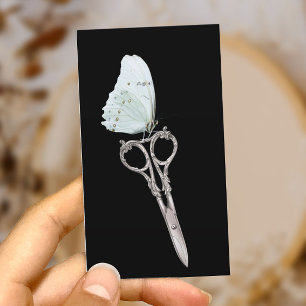 Hair Stylist Vintage Scissor & White Butterfly Business Card