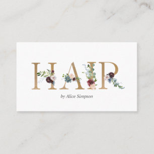 Hair Stylist Watercolor Floral Typography Business Card