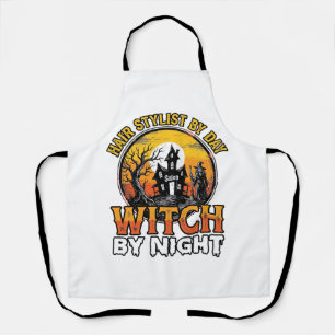 Hair Stylist Witch By Night Vintage Halloween Desi Apron