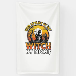 Hair Stylist Witch By Night Vintage Halloween Desi Banner