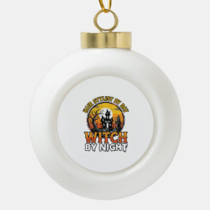 Hair Stylist Witch By Night Vintage Halloween Desi Ceramic Ball Christmas Ornament