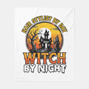 Hair Stylist Witch By Night Vintage Halloween Desi Fleece Blanket