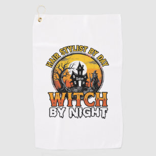 Hair Stylist Witch By Night Vintage Halloween Desi Golf Towel