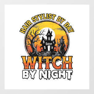 Hair Stylist Witch By Night Vintage Halloween Desi Window Cling