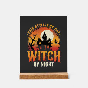 Hair Stylist Witch Halloween Vintage Design_1 Acrylic Sign