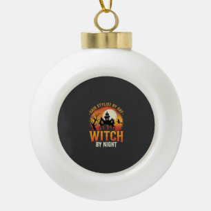 Hair Stylist Witch Halloween Vintage Design_1 Ceramic Ball Christmas Ornament