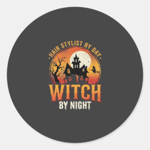 Hair Stylist Witch Halloween Vintage Design_1 Classic Round Sticker
