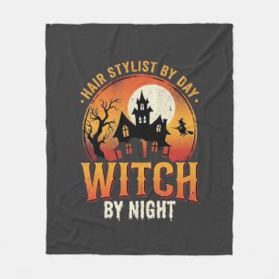 Hair Stylist Witch Halloween Vintage Design_1 Fleece Blanket