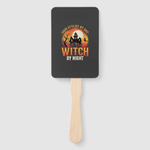 Hair Stylist Witch Halloween Vintage Design_1 Hand Fan