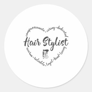 Hair stylist with hair dryer and comb classic round sticker
