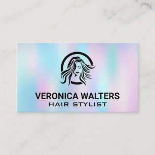 Hair Stylist Women Flowing Hair Logo Loyalty Card