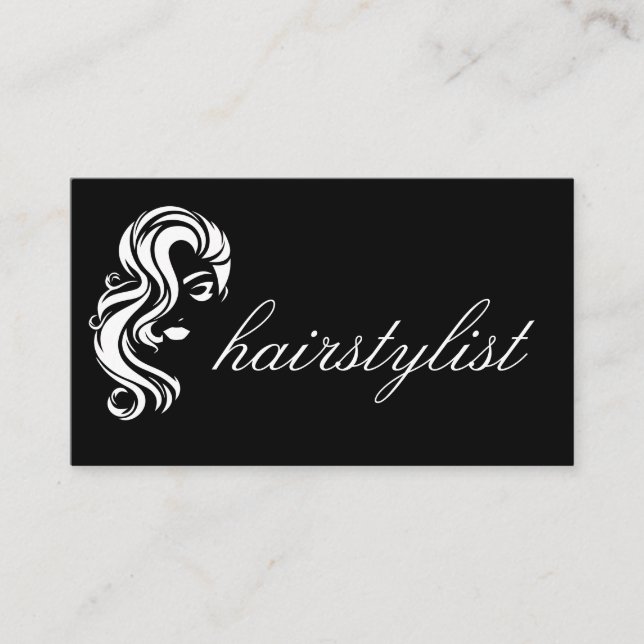 Hair Stylist | Womens Beauty Logo Business Card (Front)