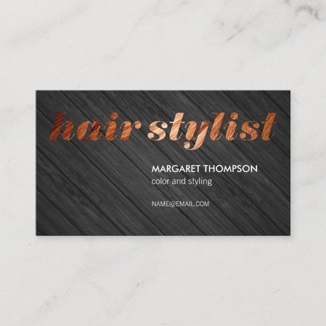 Hair Stylist Wood Business Card (Front)