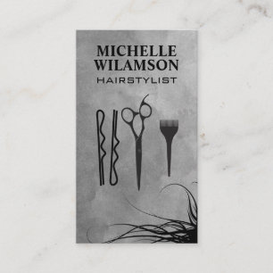 Hair Stylist Work Tools Flowing Hair Business Card