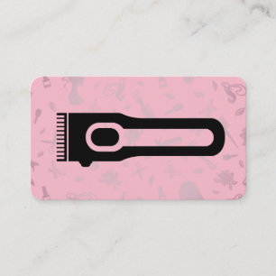 Hair Tools Barber Pink Background Business Card