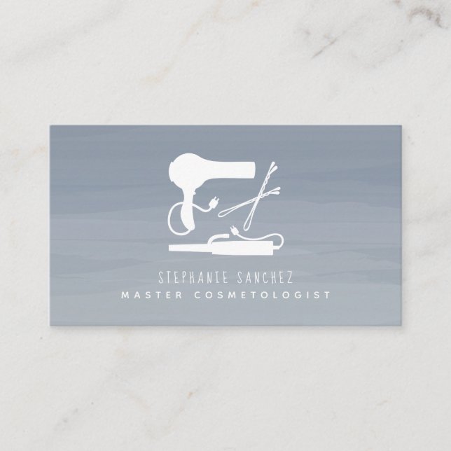 Hair Tools Salon Cosmetologist Chambray Ombre Business Card (Front)