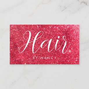 Hair Typography Red Gold Glitter Business Card