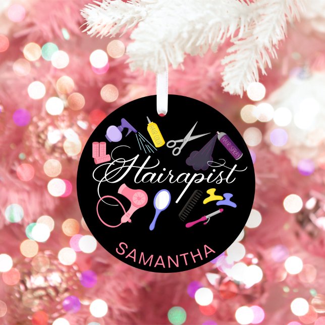 Hairapist Hairdresser Hair Stylist Barber Black Ceramic Tree Decoration (Creator Uploaded)