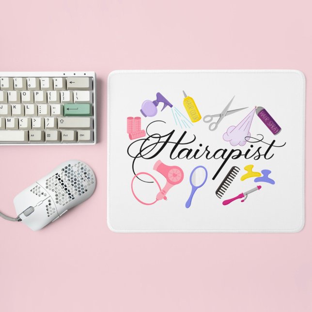Hairapist Hairdresser Hair Stylist Barber Design Mouse Mat (Creator Uploaded)