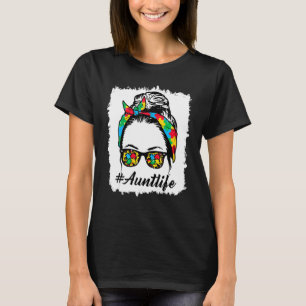 Hairbun Puzzle Sunglasses Aunt Life Autism Awarene T-Shirt