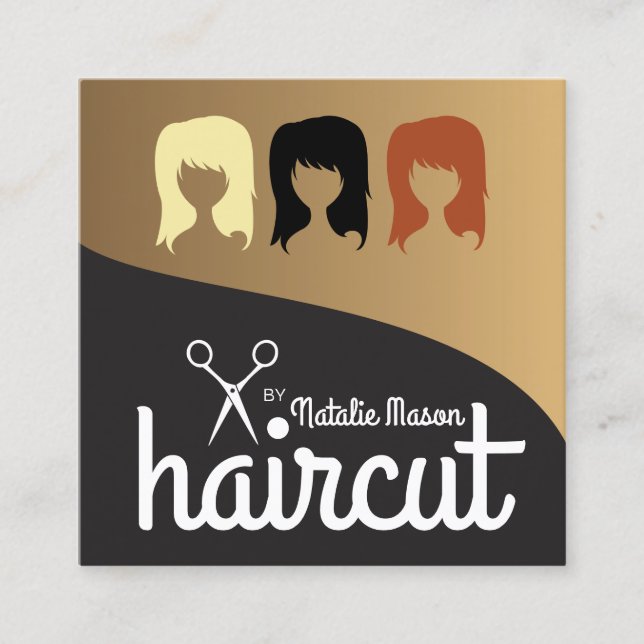 Haircut by Stylist Barber Square Business Card (Front)