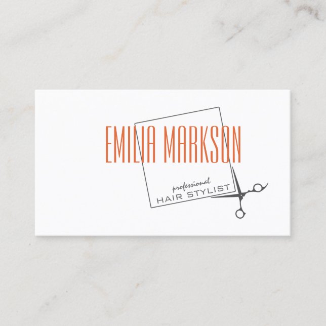 Haircut Stylist Scissors Box Simple White Card (Front)