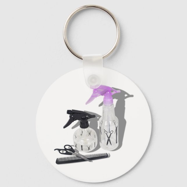 HaircutSprayBottle060910Shadows Key Ring (Front)