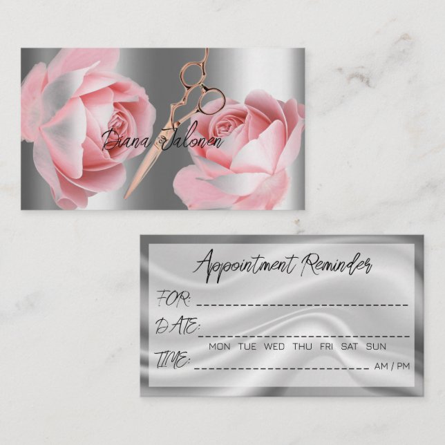 Hairdresser Appointment Reminder Black Marble Business Card (Front/Back)