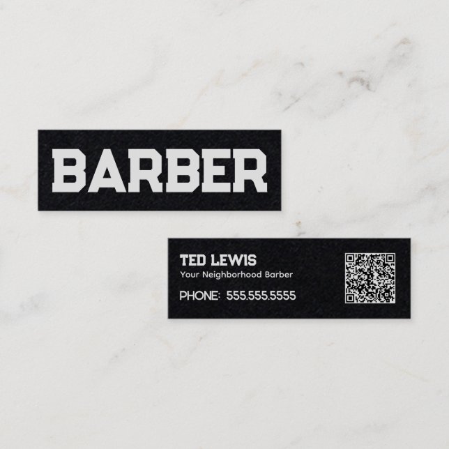 Hairdresser Barber QR Mini Business Card (Front/Back)