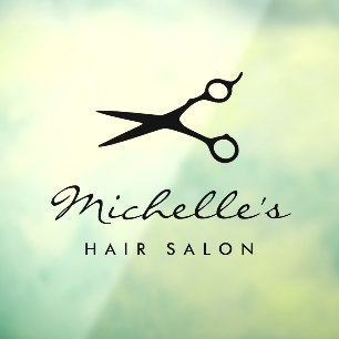 Hairdresser barber salon logo window cling sign