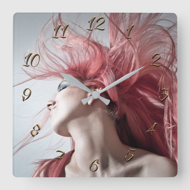 Hairdresser-beauty salon square wall clock (Front)