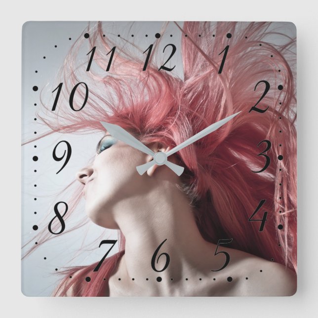 Hairdresser-beauty salon square wall clock (Front)
