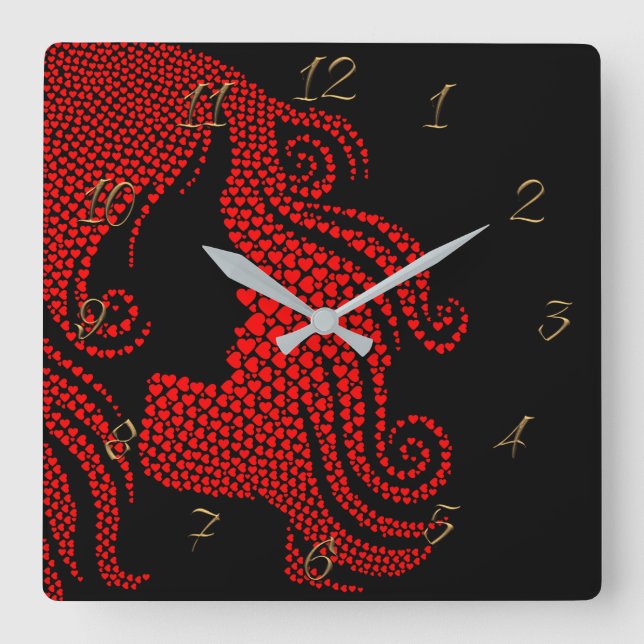 Hairdresser-beauty salon square wall clock (Front)