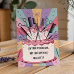 Hairdresser Birthday Card<br><div class="desc">Celebrate your favourite stylist’s big day with this fun and colourful hairdresser birthday card! Featuring a vibrant cake topped with scissors, combs, and salon tools, this hairstylist-themed greeting card is perfect for barbers, beauticians, hair salon owners, and cosmetologists. The playful design and witty message, “On your special day, not just...</div>