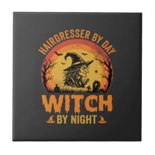 Hairdresser By Day Witch By Night Halloween Design Tile