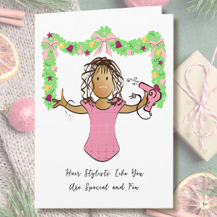 Hairdresser Cartoon Ethnic Thank You from Customer Card