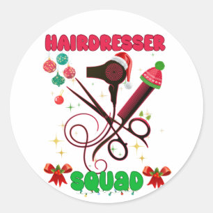 Hairdresser Christmas Squad Hair Salon Funny  Classic Round Sticker