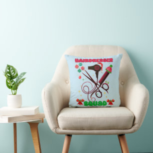 Hairdresser Christmas Squad Hair Salon Funny Cushion