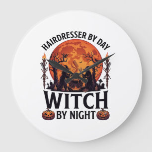 Hairdresser Day Witch Night Halloween Comb Scissor Large Clock