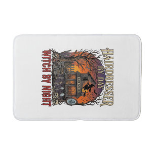Hairdresser Day Witch Night Halloween Salon Skulls Bath Mat