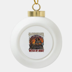 Hairdresser Day Witch Night Halloween Salon Skulls Ceramic Ball Christmas Ornament