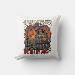 Hairdresser Day Witch Night Halloween Salon Skulls Cushion